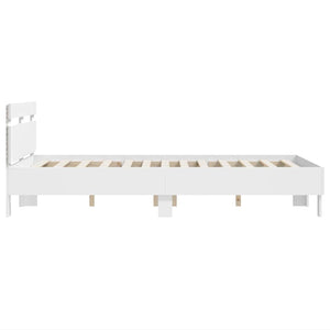 Σκελετός Κρεβατιού με led Λευκό 137 x 190 cm Επεξεργασμένο ξύλο - Pakobazaar