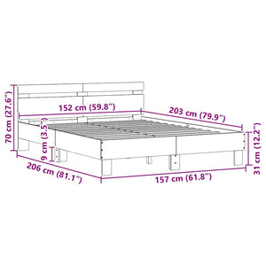 Σκελετός Κρεβατιού με led Λευκό 152 x 203 cm Επεξεργασμένο ξύλο - Pakobazaar
