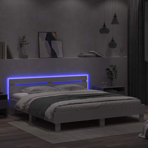 Σκελετός Κρεβατιού με led Λευκό 193 x 203 cm Επεξεργασμένο ξύλο - Pakobazaar