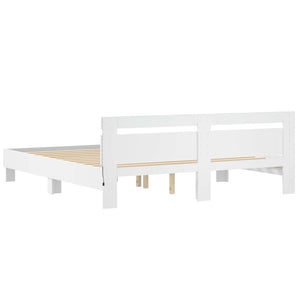 Σκελετός Κρεβατιού με led Λευκό 193 x 203 cm Επεξεργασμένο ξύλο - Pakobazaar
