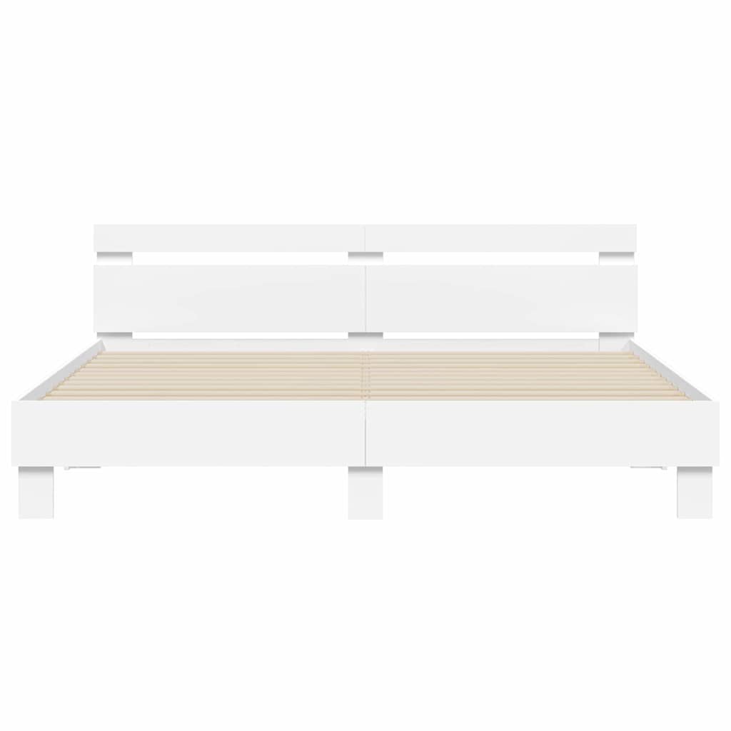 Σκελετός Κρεβατιού με led Λευκό 193 x 203 cm Επεξεργασμένο ξύλο - Pakobazaar
