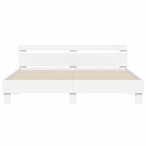 Σκελετός Κρεβατιού με led Λευκό 193 x 203 cm Επεξεργασμένο ξύλο - Pakobazaar