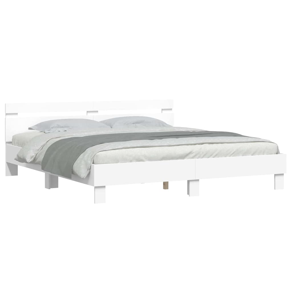 Σκελετός Κρεβατιού με led Λευκό 193 x 203 cm Επεξεργασμένο ξύλο - Pakobazaar