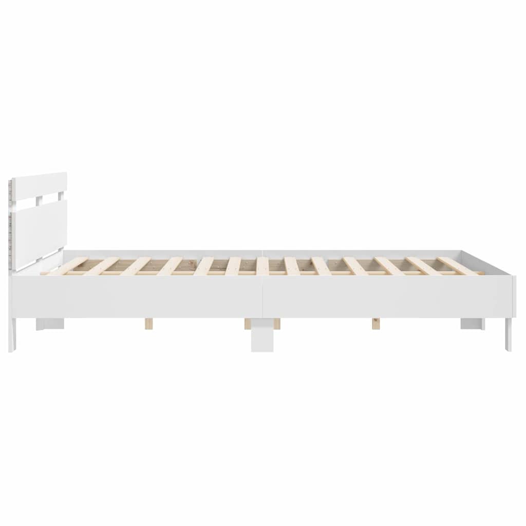 Σκελετός Κρεβατιού με led Λευκό 193 x 203 cm Επεξεργασμένο ξύλο - Pakobazaar