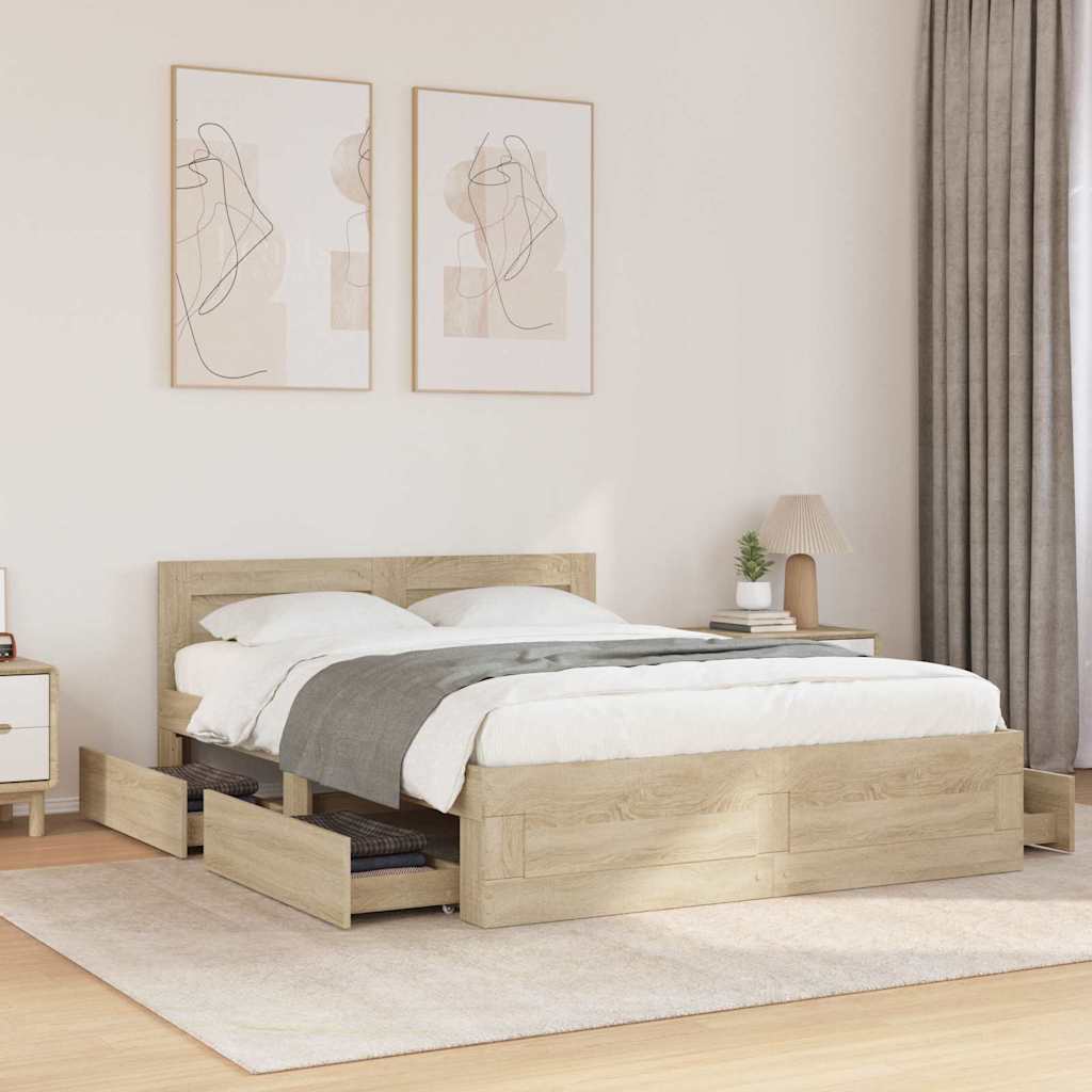 Σκελετός Κρεβατιού 2 pcs Σονόμα 137 x 188 εκ Επεξεργασμένο ξύλο - Pakobazaar