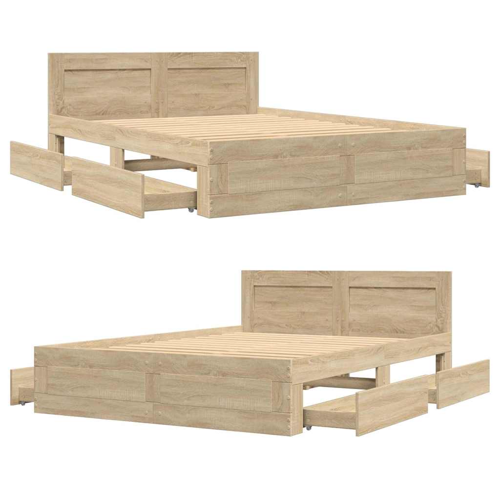 Σκελετός Κρεβατιού 2 pcs Σονόμα 137 x 188 εκ Επεξεργασμένο ξύλο - Pakobazaar