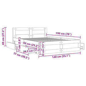 Σκελετός Κρεβατιού 2 pcs Σονόμα 137 x 188 εκ Επεξεργασμένο ξύλο - Pakobazaar