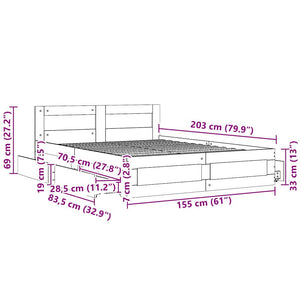 Σκελετός Κρεβατιού με κεφαλάρι 2 pcs Σονόμα 153 x 203 εκ. - Pakobazaar