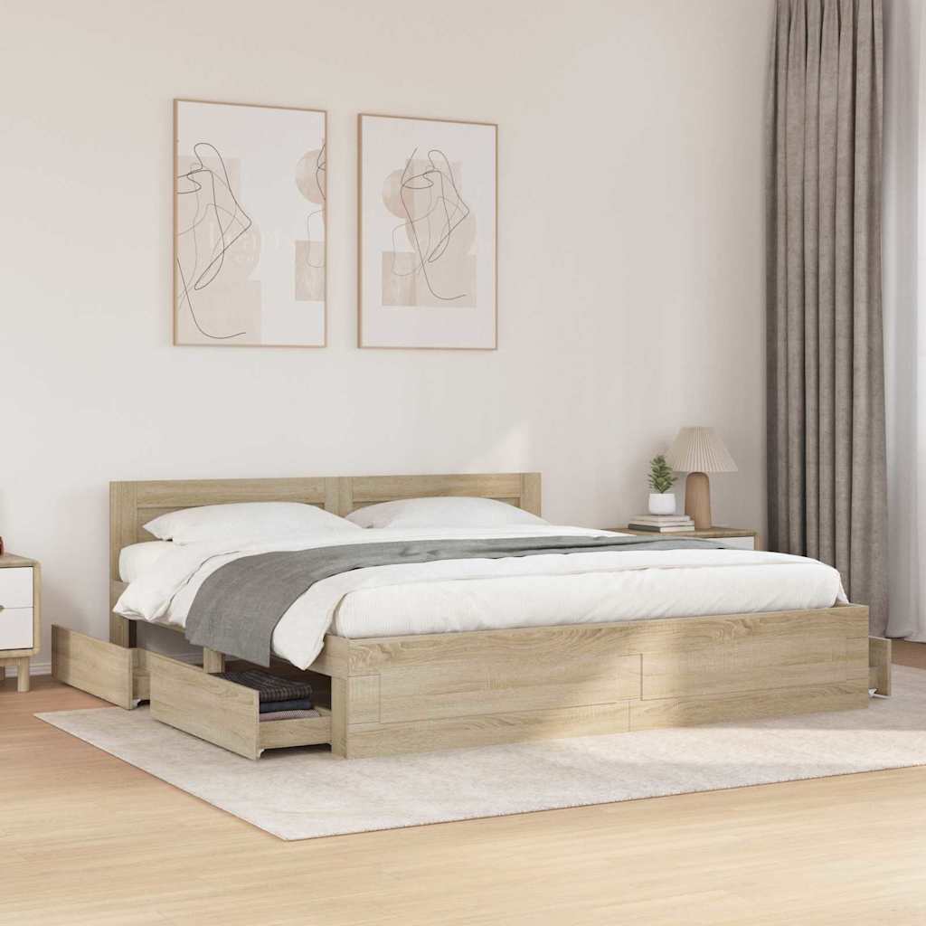 Σκελετός Κρεβατιού 2 pcs Σονόμα 193 x 203 cm Επεξεργασμένο ξύλο - Pakobazaar