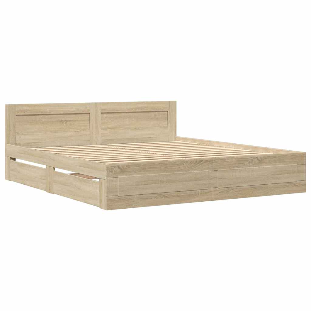 Σκελετός Κρεβατιού 2 pcs Σονόμα 193 x 203 cm Επεξεργασμένο ξύλο - Pakobazaar