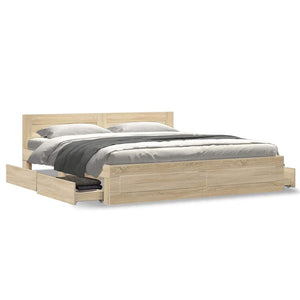 Σκελετός Κρεβατιού 2 pcs Σονόμα 193 x 203 cm Επεξεργασμένο ξύλο - Pakobazaar