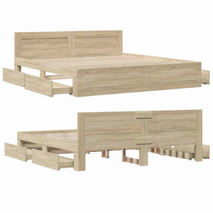 Σκελετός Κρεβατιού 2 pcs Σονόμα 193 x 203 cm Επεξεργασμένο ξύλο - Pakobazaar