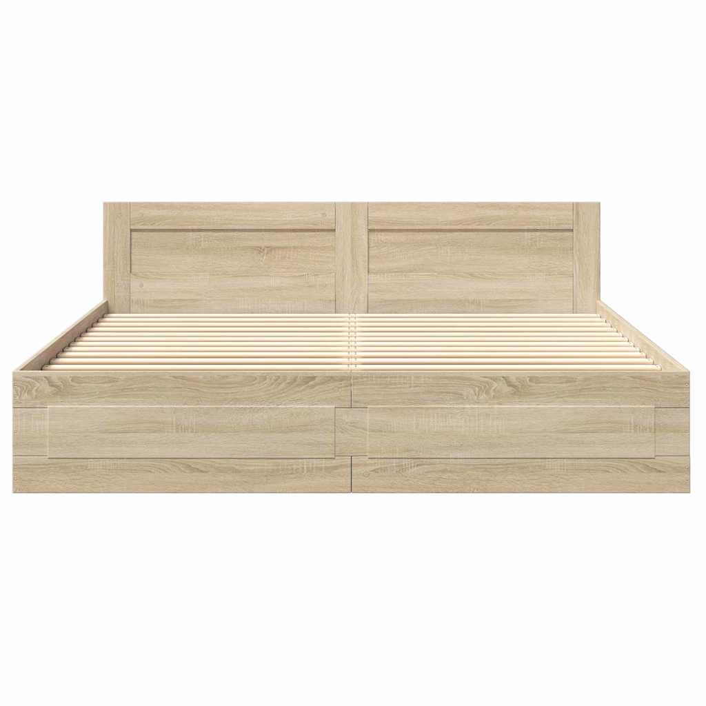 Σκελετός Κρεβατιού 2 pcs Σονόμα 193 x 203 cm Επεξεργασμένο ξύλο - Pakobazaar
