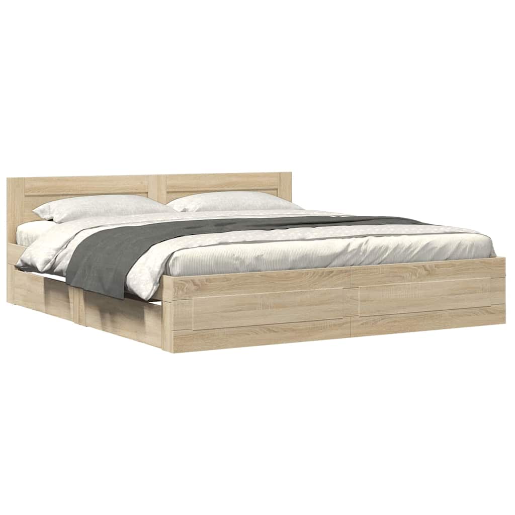 Σκελετός Κρεβατιού 2 pcs Σονόμα 193 x 203 cm Επεξεργασμένο ξύλο - Pakobazaar