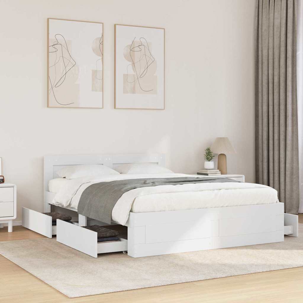 Σκελετός Κρεβατιού 2 pcs Λευκός 137 x 188 εκ Επεξεργασμένο ξύλο - Pakobazaar