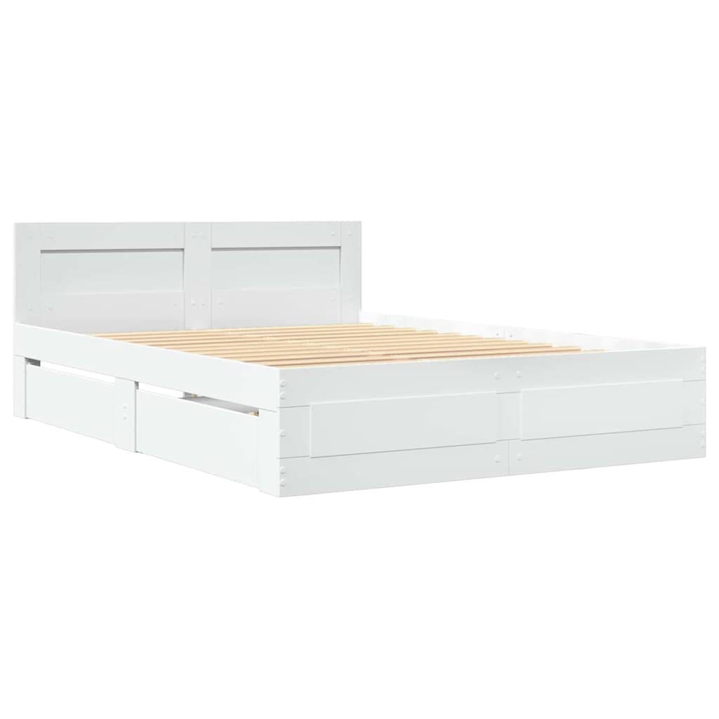 Σκελετός Κρεβατιού 2 pcs Λευκός 137 x 188 εκ Επεξεργασμένο ξύλο - Pakobazaar