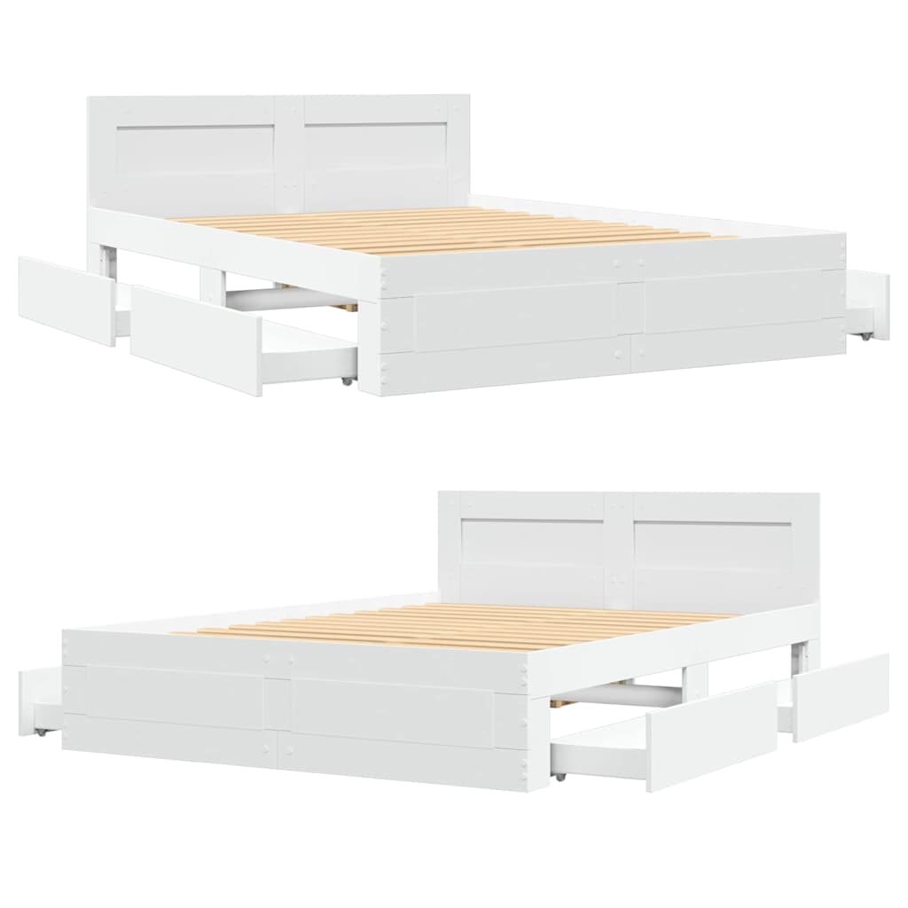 Σκελετός Κρεβατιού 2 pcs Λευκός 137 x 188 εκ Επεξεργασμένο ξύλο - Pakobazaar