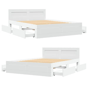 Σκελετός Κρεβατιού 2 pcs Λευκός 137 x 188 εκ Επεξεργασμένο ξύλο - Pakobazaar