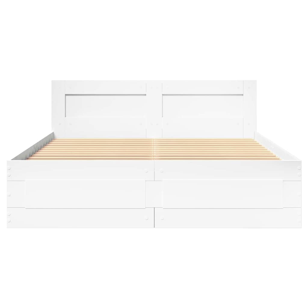 Σκελετός Κρεβατιού 2 pcs Λευκός 137 x 188 εκ Επεξεργασμένο ξύλο - Pakobazaar
