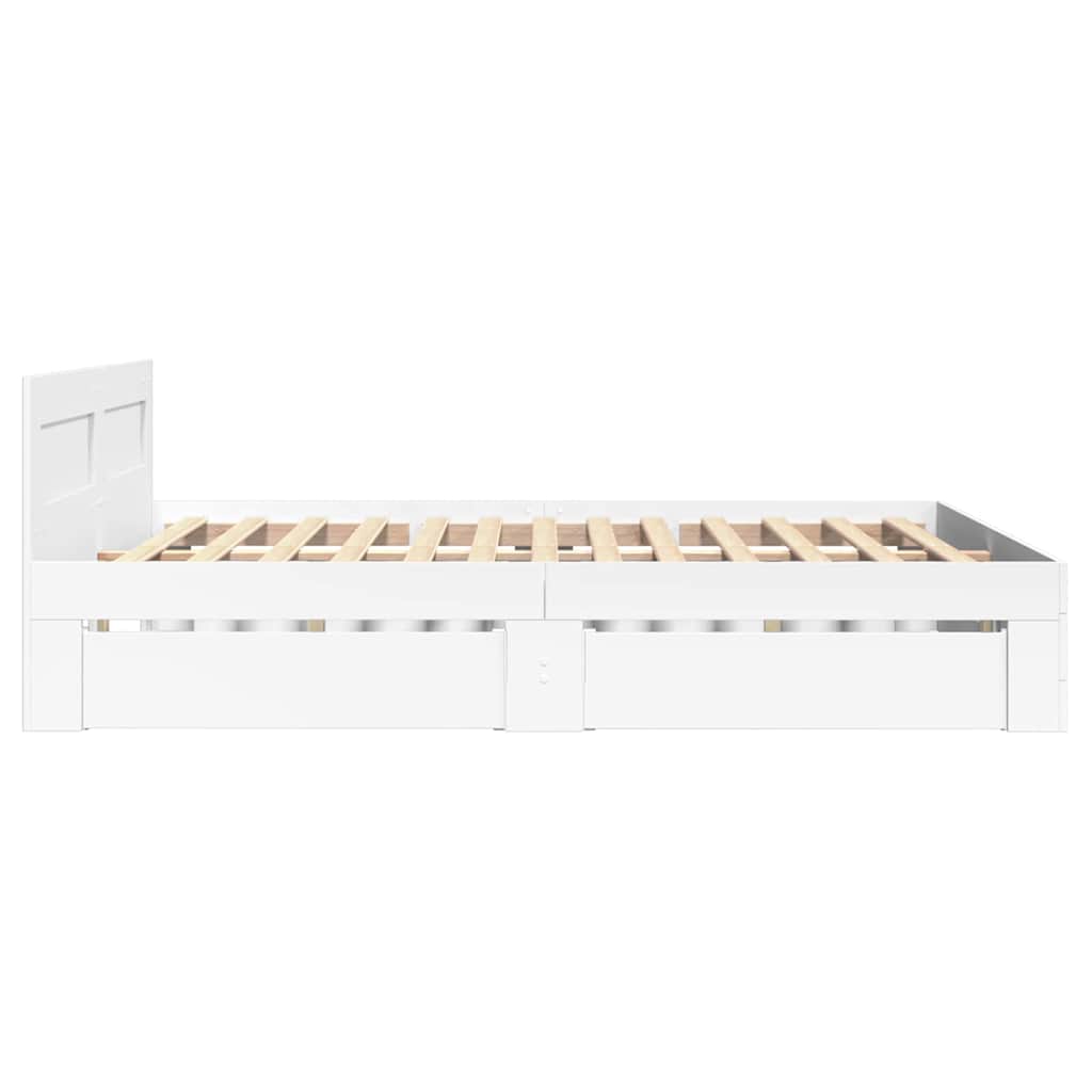 Σκελετός Κρεβατιού 2 pcs Λευκός 137 x 188 εκ Επεξεργασμένο ξύλο - Pakobazaar