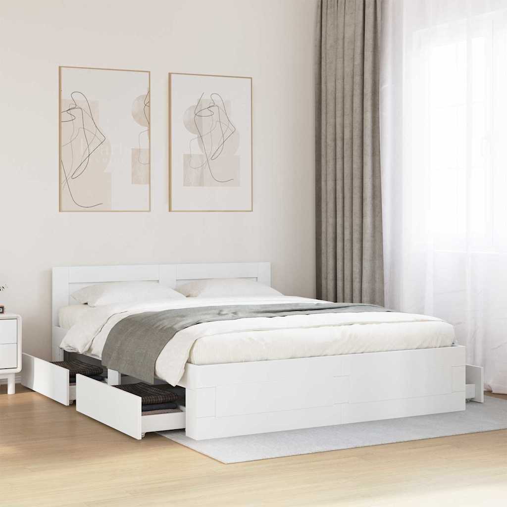 Σκελετός Κρεβατιού 2 pcs Λευκός 150 x 200 cm Επεξεργασμένο ξύλο - Pakobazaar