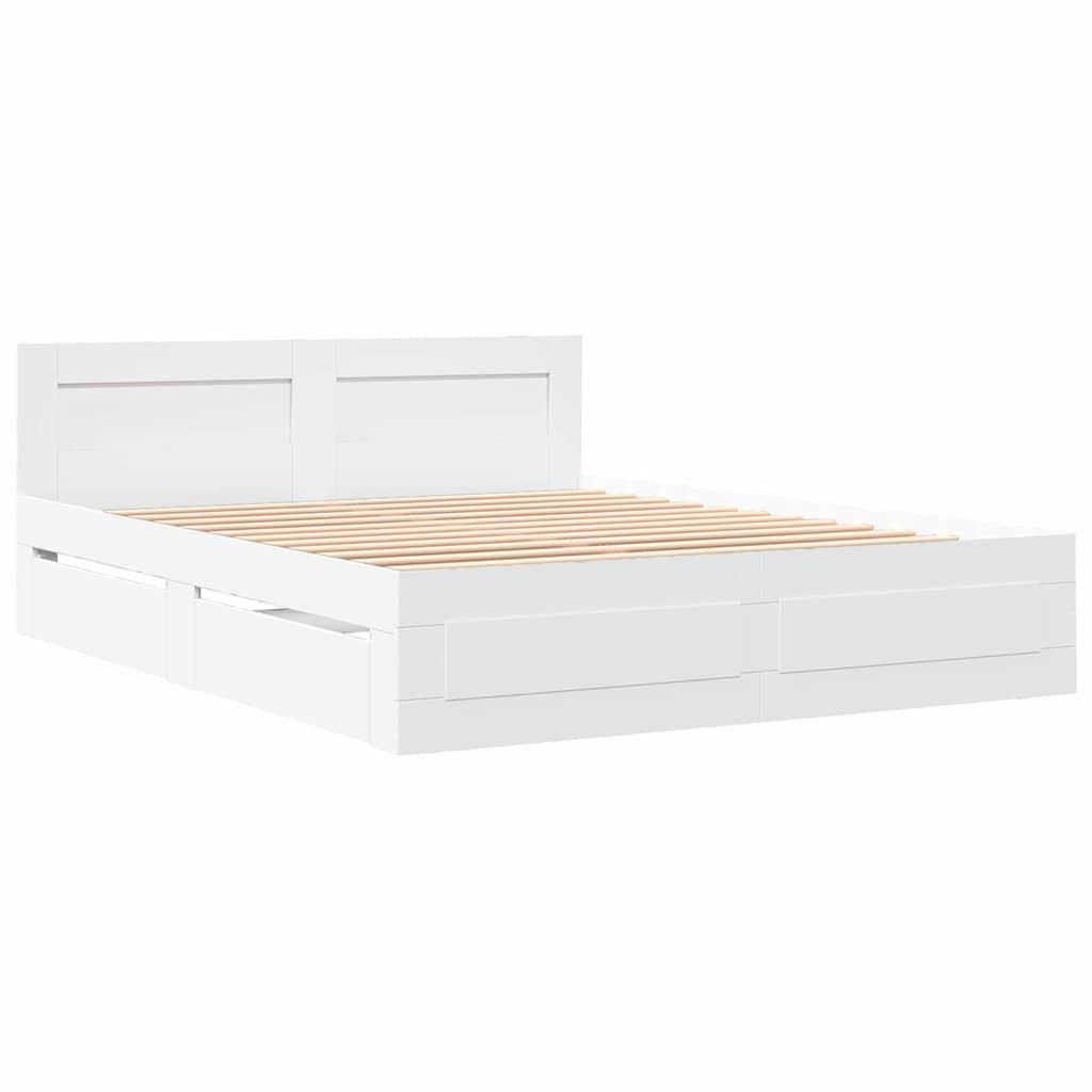 Σκελετός Κρεβατιού 2 pcs Λευκός 150 x 200 cm Επεξεργασμένο ξύλο - Pakobazaar