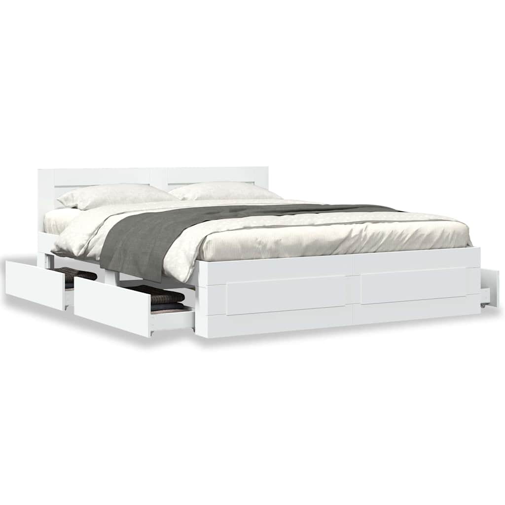 Σκελετός Κρεβατιού 2 pcs Λευκός 150 x 200 cm Επεξεργασμένο ξύλο - Pakobazaar