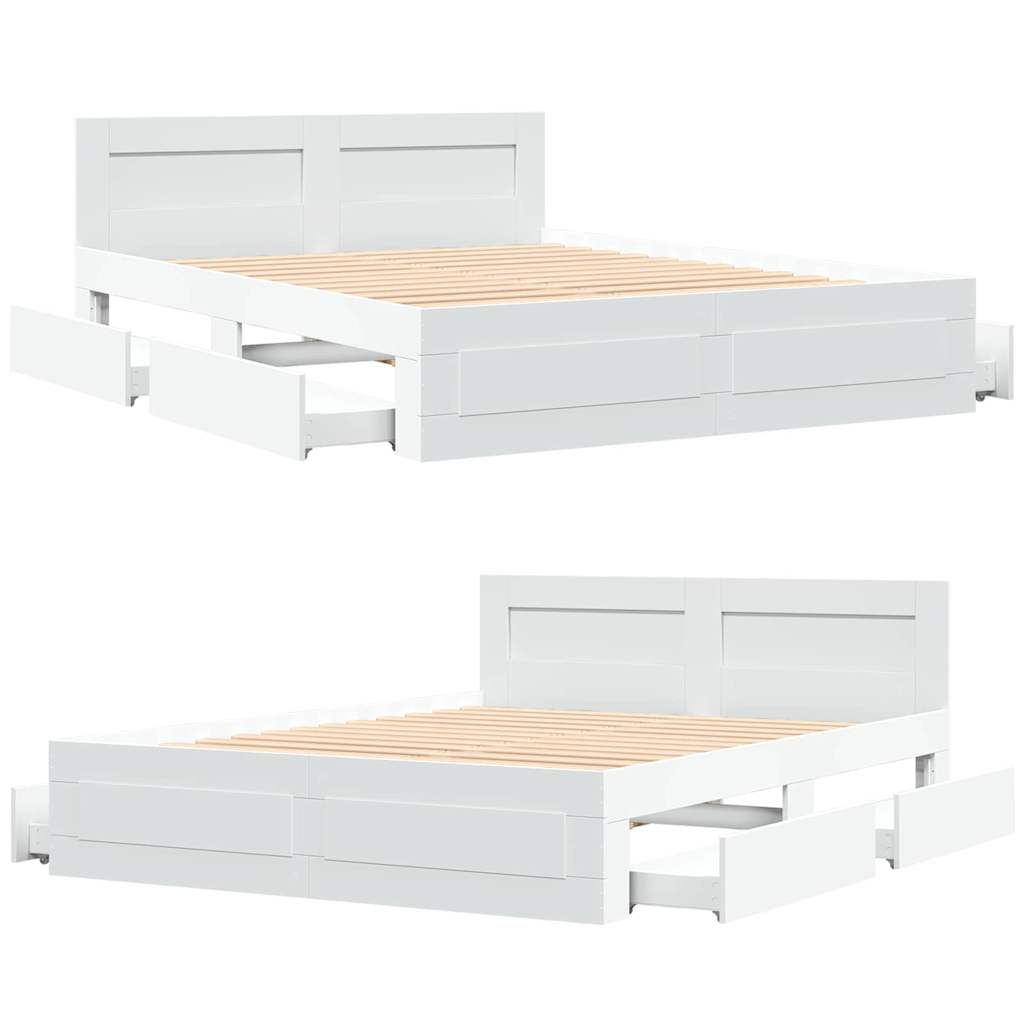 Σκελετός Κρεβατιού 2 pcs Λευκός 150 x 200 cm Επεξεργασμένο ξύλο - Pakobazaar