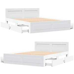 Σκελετός Κρεβατιού 2 pcs Λευκός 150 x 200 cm Επεξεργασμένο ξύλο - Pakobazaar