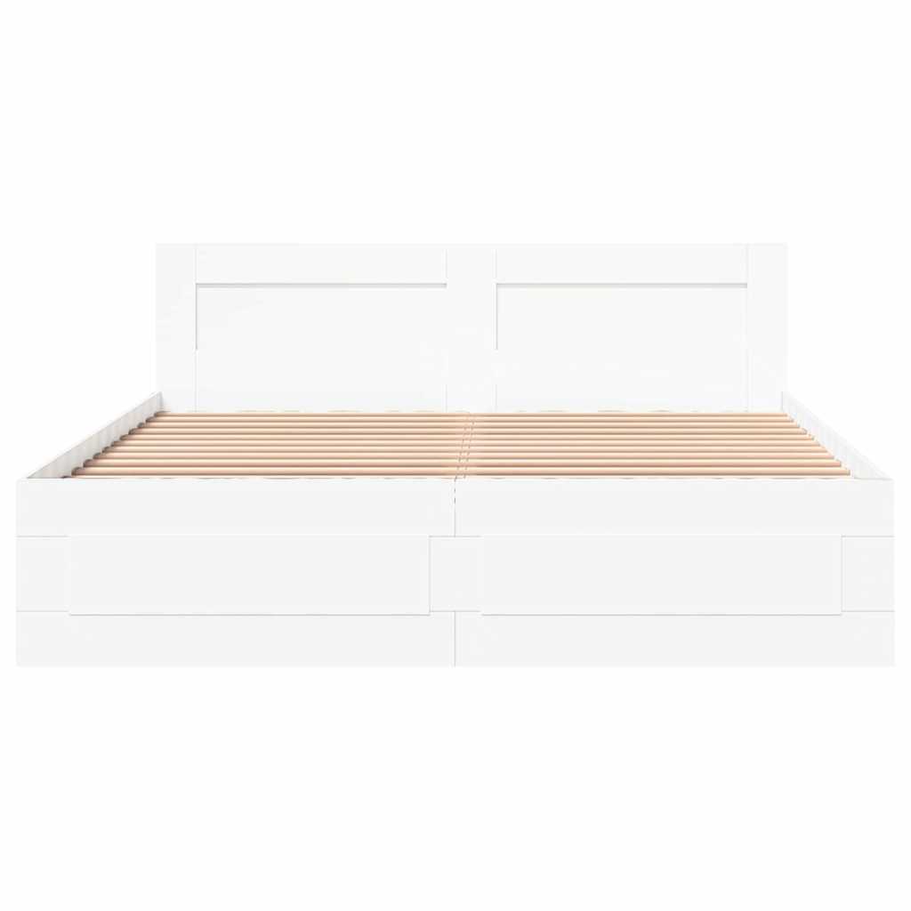 Σκελετός Κρεβατιού 2 pcs Λευκός 150 x 200 cm Επεξεργασμένο ξύλο - Pakobazaar
