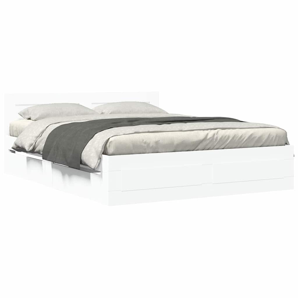 Σκελετός Κρεβατιού 2 pcs Λευκός 150 x 200 cm Επεξεργασμένο ξύλο - Pakobazaar