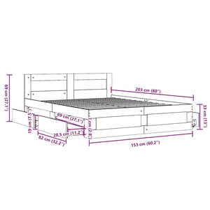Σκελετός Κρεβατιού 2 pcs Λευκός 150 x 200 cm Επεξεργασμένο ξύλο - Pakobazaar