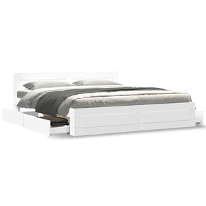 Σκελετός Κρεβατιού 2 pcs Λευκός 193 x 203 cm Επεξεργασμένο ξύλο - Pakobazaar
