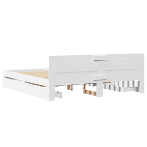 Σκελετός Κρεβατιού 2 pcs Λευκός 193 x 203 cm Επεξεργασμένο ξύλο - Pakobazaar