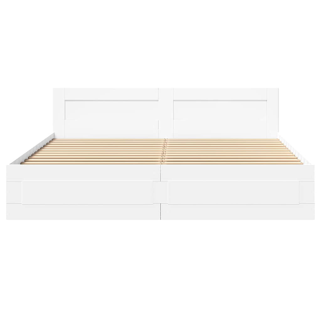 Σκελετός Κρεβατιού 2 pcs Λευκός 193 x 203 cm Επεξεργασμένο ξύλο - Pakobazaar