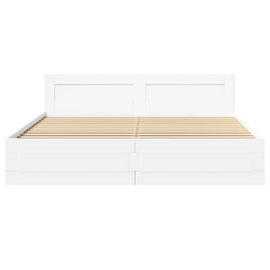 Σκελετός Κρεβατιού 2 pcs Λευκός 193 x 203 cm Επεξεργασμένο ξύλο - Pakobazaar