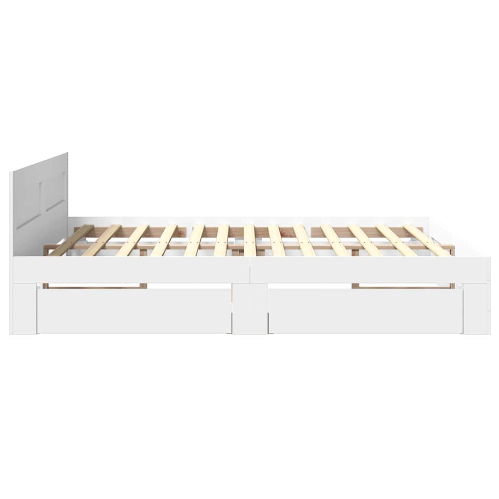 Σκελετός Κρεβατιού 2 pcs Λευκός 193 x 203 cm Επεξεργασμένο ξύλο - Pakobazaar