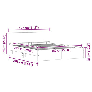 Σκελετός Κρεβατιού Σονόμα 152 x 203 cm Επεξεργασμένο ξύλο - Pakobazaar