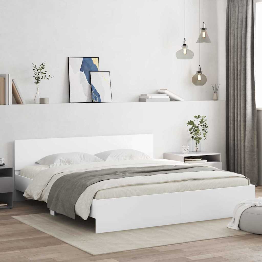 Σκελετός Κρεβατιού Λευκό 137 x 190 cm Επεξεργασμένο ξύλο - Pakobazaar