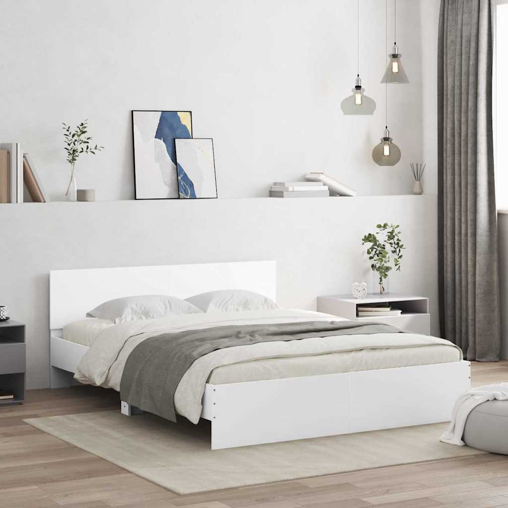 Σκελετός Κρεβατιού Λευκό 152 x 203 cm Επεξεργασμένο ξύλο - Pakobazaar