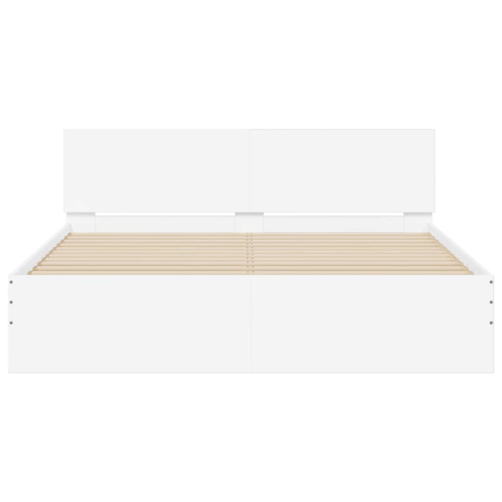 Σκελετός Κρεβατιού Λευκό 152 x 203 cm Επεξεργασμένο ξύλο - Pakobazaar