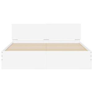 Σκελετός Κρεβατιού Λευκό 152 x 203 cm Επεξεργασμένο ξύλο - Pakobazaar