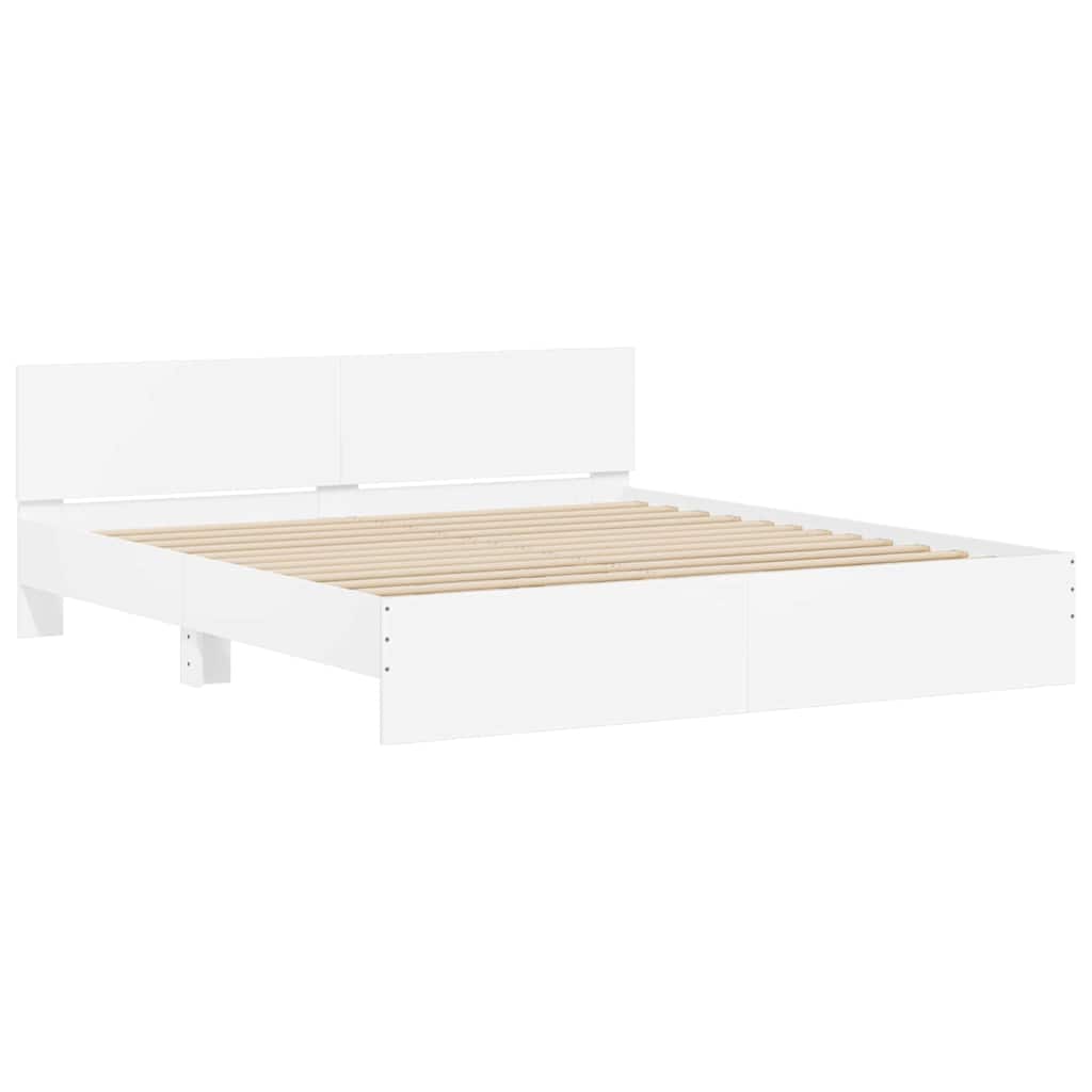 Σκελετός Κρεβατιού 2 pcs Λευκό 193 x 203 cm Επεξεργασμένο ξύλο - Pakobazaar