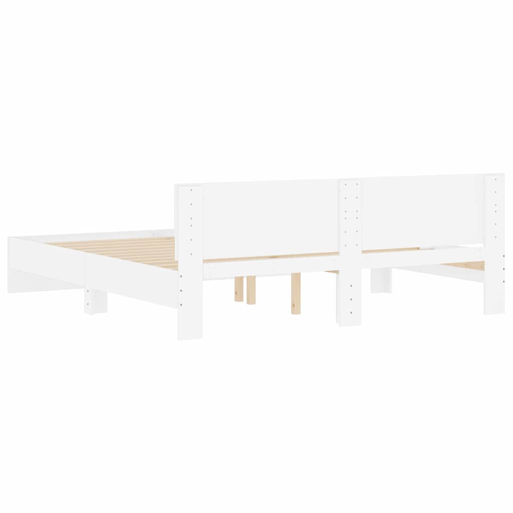 Σκελετός Κρεβατιού 2 pcs Λευκό 193 x 203 cm Επεξεργασμένο ξύλο - Pakobazaar