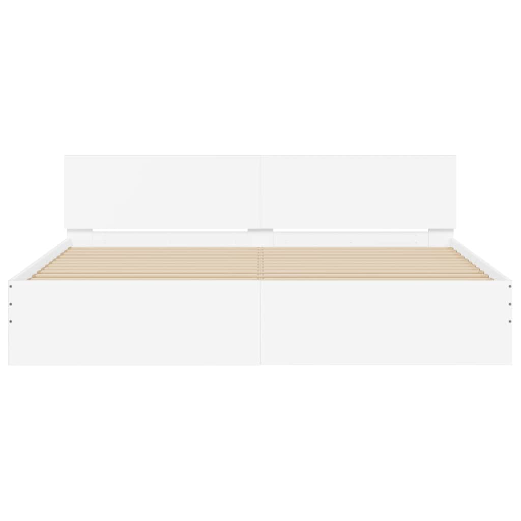 Σκελετός Κρεβατιού 2 pcs Λευκό 193 x 203 cm Επεξεργασμένο ξύλο - Pakobazaar