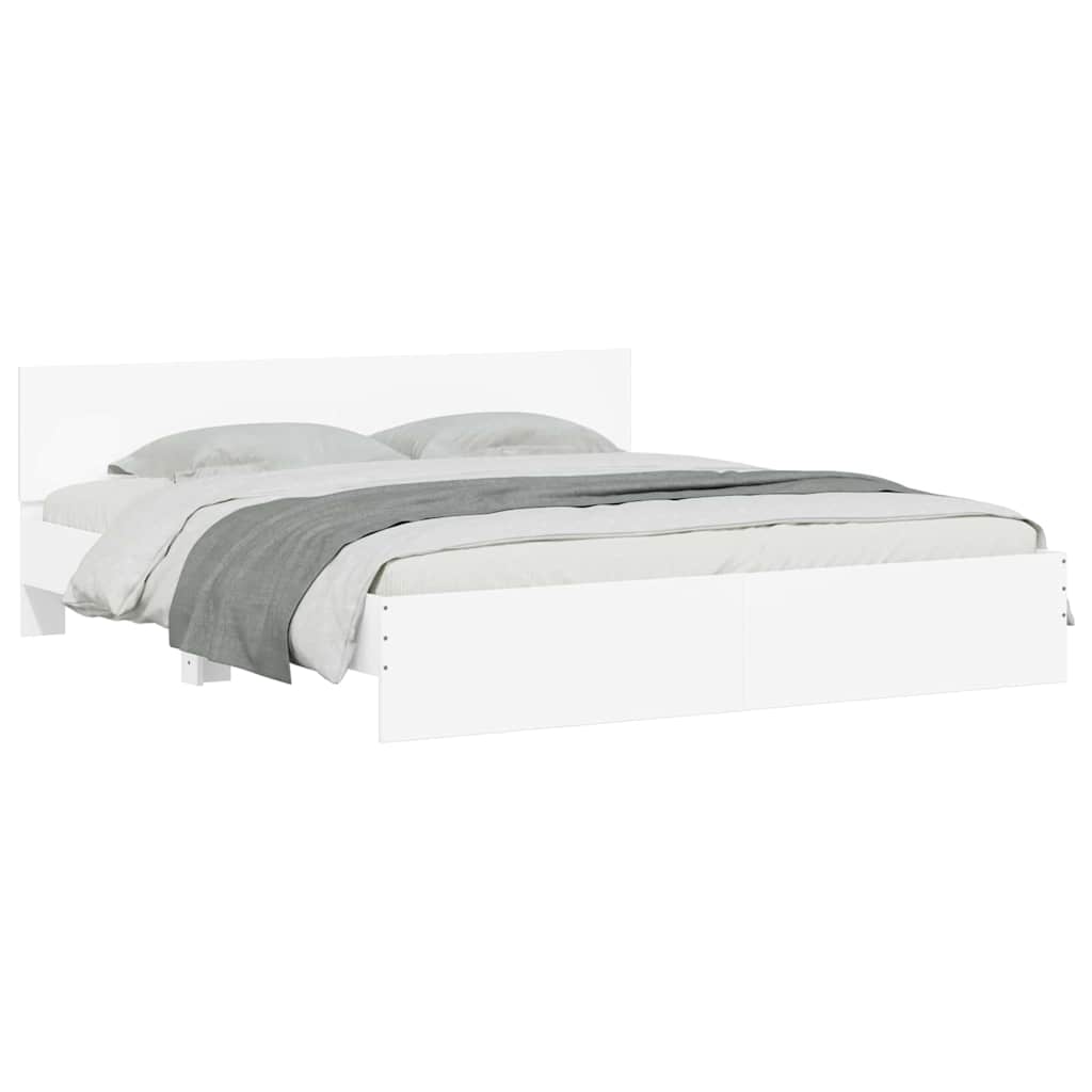 Σκελετός Κρεβατιού 2 pcs Λευκό 193 x 203 cm Επεξεργασμένο ξύλο - Pakobazaar