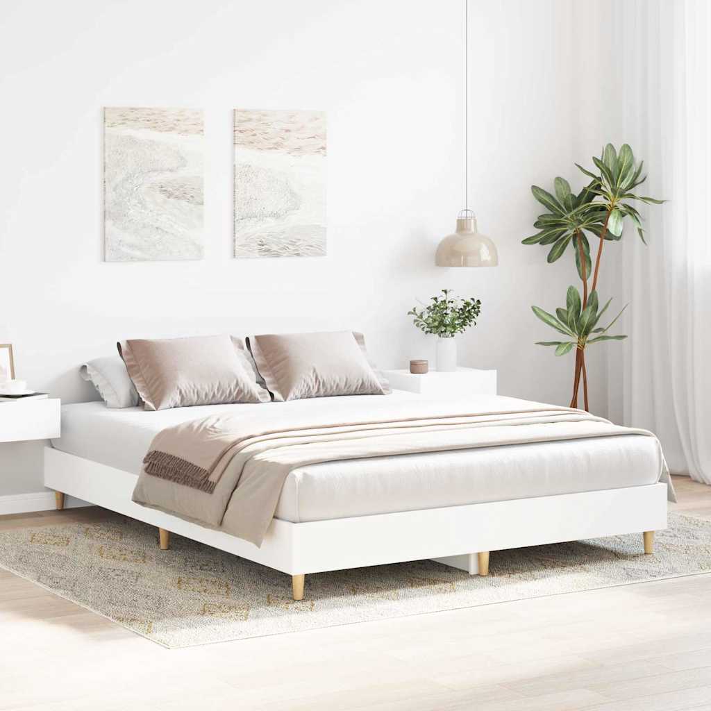 Σκελετός Κρεβατιού 2 pcs Λευκό 152 x 203 cm Επεξεργασμένο ξύλο - Pakobazaar