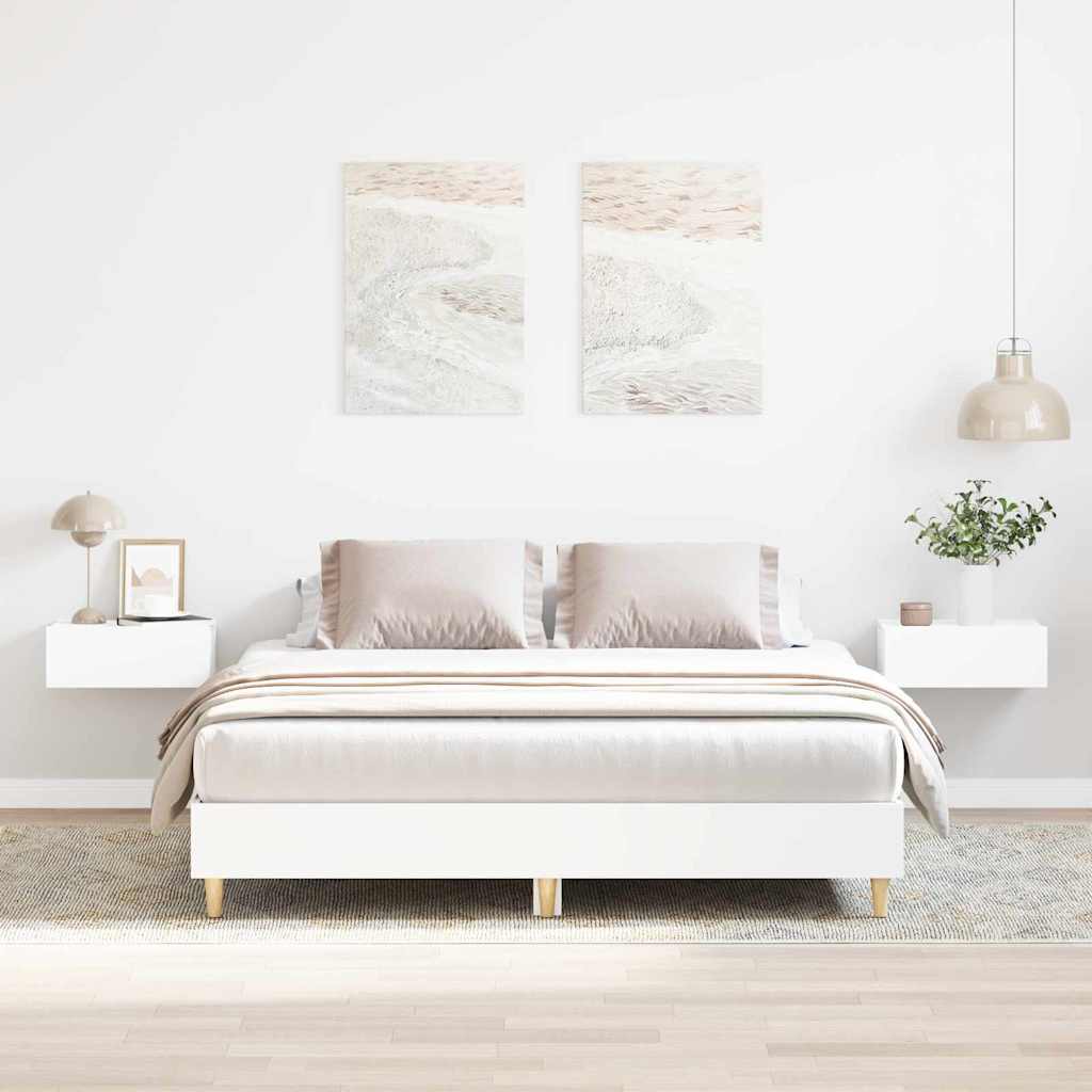 Σκελετός Κρεβατιού 2 pcs Λευκό 152 x 203 cm Επεξεργασμένο ξύλο - Pakobazaar