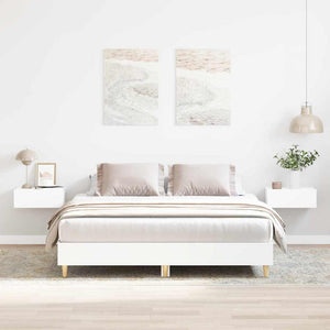 Σκελετός Κρεβατιού 2 pcs Λευκό 152 x 203 cm Επεξεργασμένο ξύλο - Pakobazaar