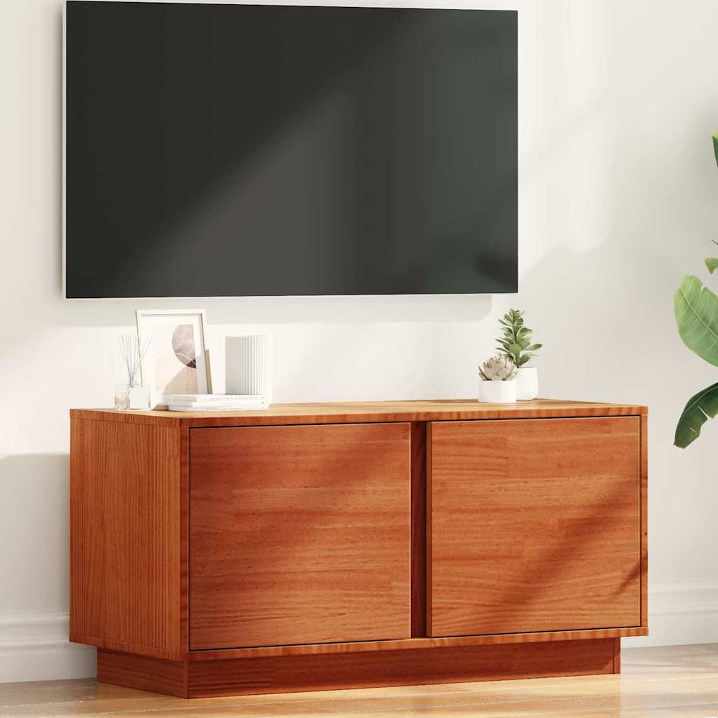 Ντουλάπι TV Κερωτό καφέ 80 x 35 x 40,5 εκ. Στερεά ξυλεία πεύκου